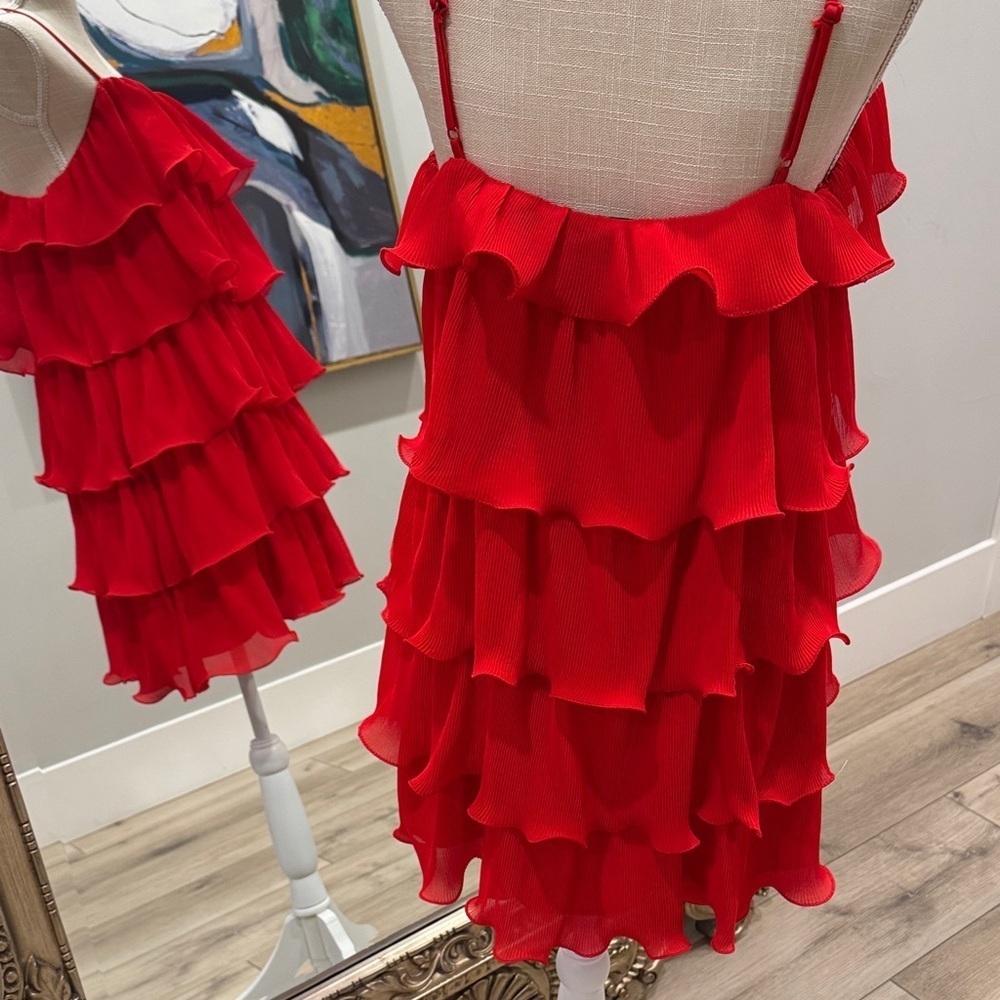 Sincerely Jules Red Ruffled Mini Dress - Picture 3 of 5